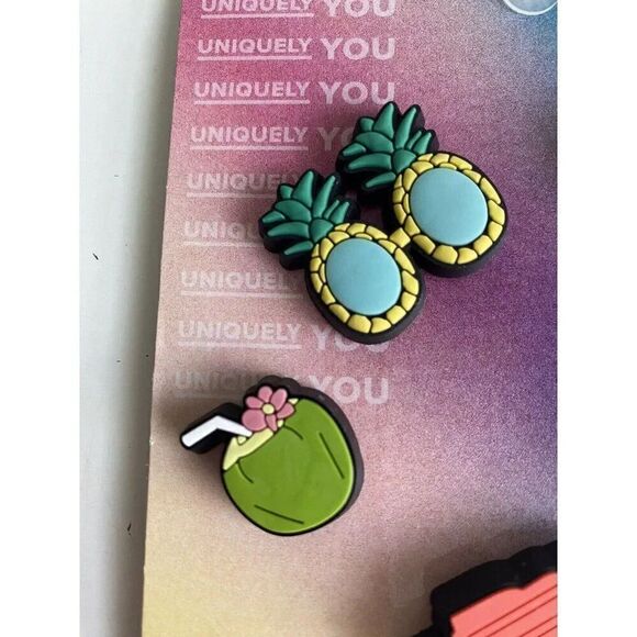 5 Pk Crocs Jibbitz Happy Summer Popsicle Coconut Peace Sign Pineapple Sunglasses - Picture 2 of 9
